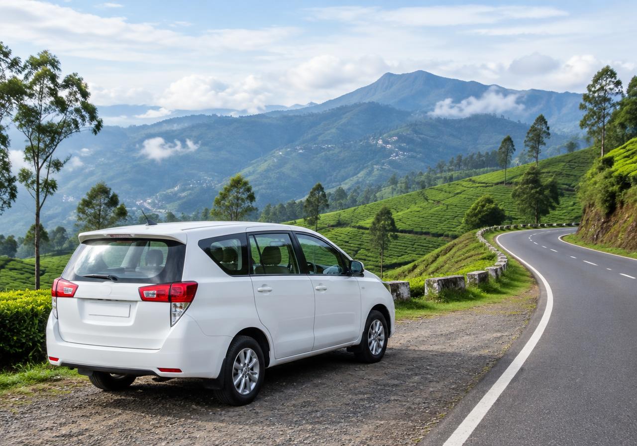 Car on a Nilgiri hill road